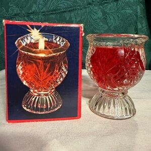 Vintage Avon Clearfire Transparent Fragrance Candle In Faceted Tulip Cup